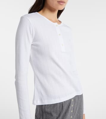 Pointelle cotton Henley shirt | Leset