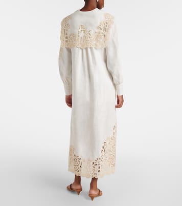 x LRNCE Rosemary embroidered linen midi dress | Alémais