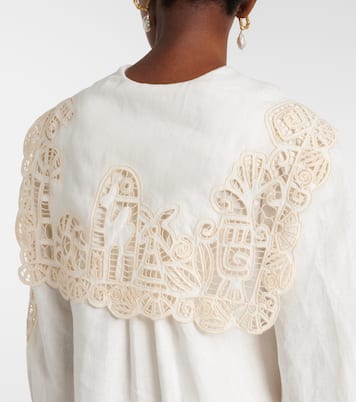 x LRNCE Rosemary embroidered linen midi dress | Alémais