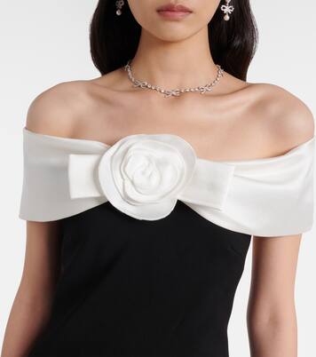 Floral-appliqué off-shoulder crêpe gown | Self-Portrait