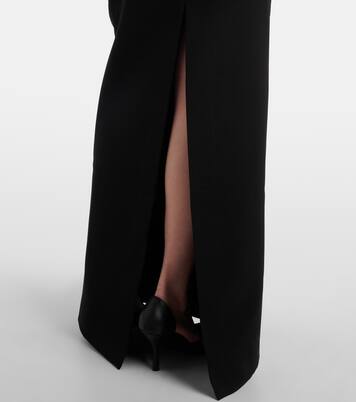 Floral-appliqué off-shoulder crêpe gown | Self-Portrait