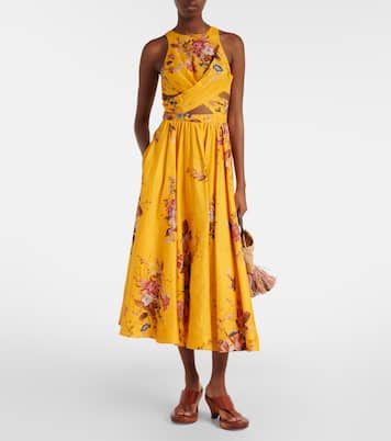 Robe midi Patience en lin à fleurs | Zimmermann