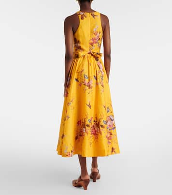 Robe midi Patience en lin à fleurs | Zimmermann