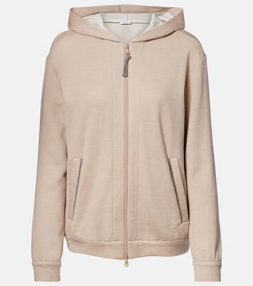 Monili cotton and silk-blend hoodie | Brunello Cucinelli