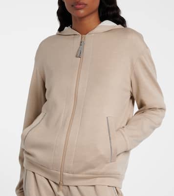 Monili cotton and silk-blend hoodie | Brunello Cucinelli