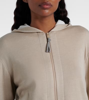 Monili cotton and silk-blend hoodie | Brunello Cucinelli