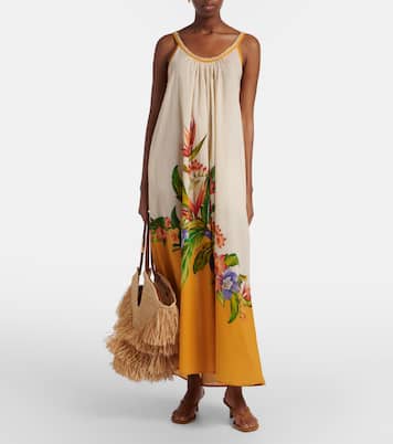 Hilo Stripes beaded floral cotton maxi dress | Farm Rio