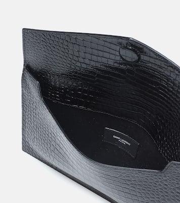 Uptown embossed leather clutch | Saint Laurent