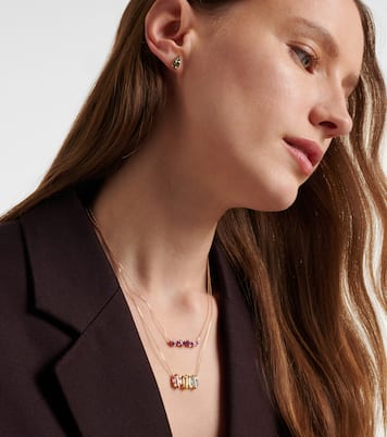 Frenesia Bar 14kt gold necklace with rhodolite and diamonds | Suzanne Kalan