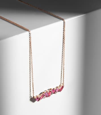 Frenesia Bar 14kt gold necklace with rhodolite and diamonds | Suzanne Kalan