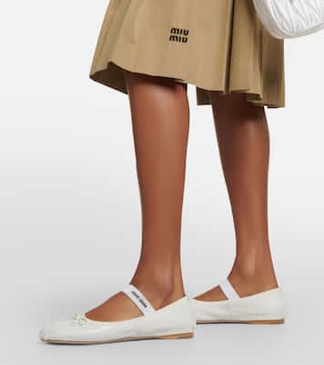 Ballerine in pelle con logo | Miu Miu