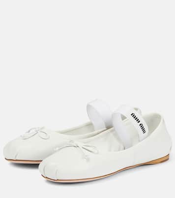 Ballerine in pelle con logo | Miu Miu