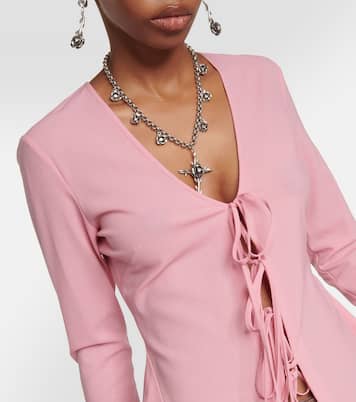 Ruffled tie-front wool-blend blouse | Blumarine