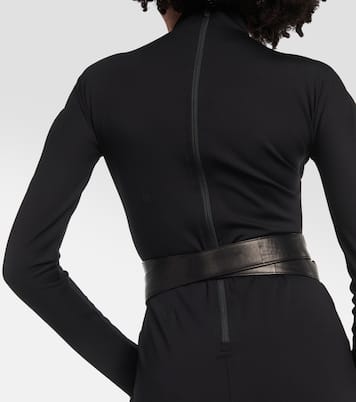 Leather-trimmed jersey maxi dress | Alaïa