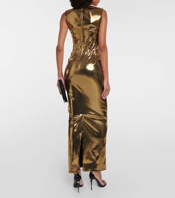 Abito lungo in raso laminato | Dolce&Gabbana
