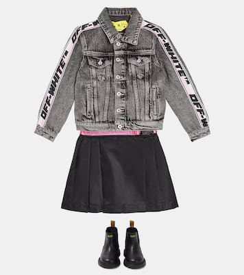 Logo denim jacket in black - Off White Kids | Mytheresa Logo denim jacket in black - Off White Kids | Mytheresa