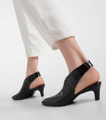 Pumps slingback The Mid Heel Croco in pelle | Toteme