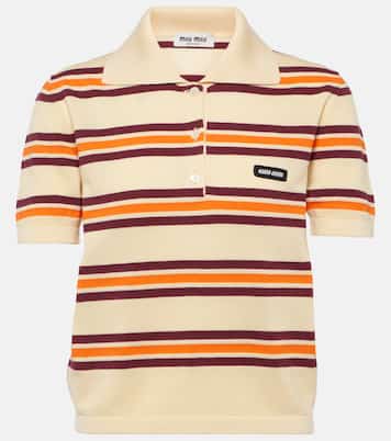 Polo in seta e cotone a righe | Miu Miu