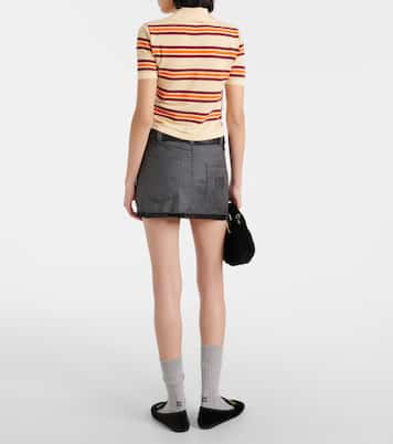 Polo in seta e cotone a righe | Miu Miu