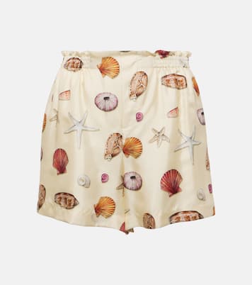 Shorts a vita alta in seta con stampa | Chloé