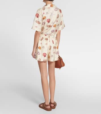 Shorts a vita alta in seta con stampa | Chloé