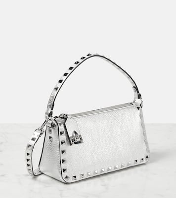 Schultertasche Rockstud Small aus Metallic-Leder | Valentino Garavani