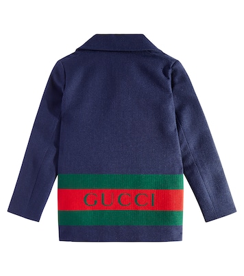 Web Stripe logo wool-blend coat | Gucci Kids