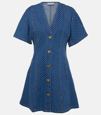 Polka-dot denim minidress | Ganni