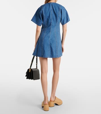 Polka-dot denim minidress | Ganni