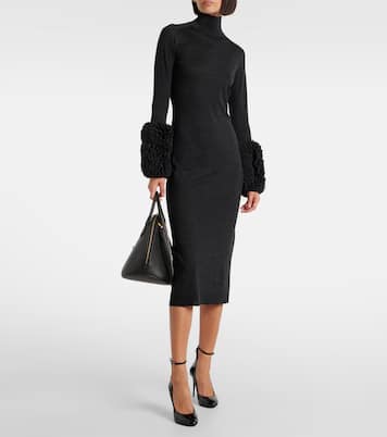 Abito midi in lana vergine con pelliccia sintetica | Alaïa