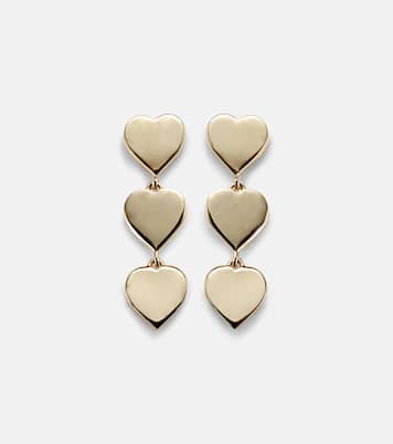 Boucles d'oreilles Pure Three Heart Linear en or 14 ct | Sydney Evan