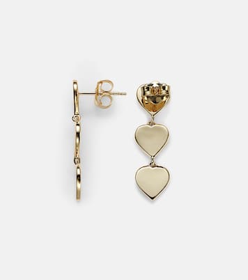 Boucles d'oreilles Pure Three Heart Linear en or 14 ct | Sydney Evan