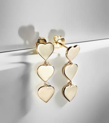 Boucles d'oreilles Pure Three Heart Linear en or 14 ct | Sydney Evan