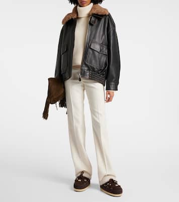 Faux fur-trimmed suede mules | Moon Boot