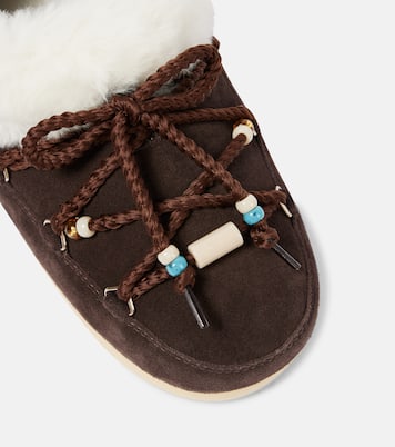 Faux fur-trimmed suede mules | Moon Boot