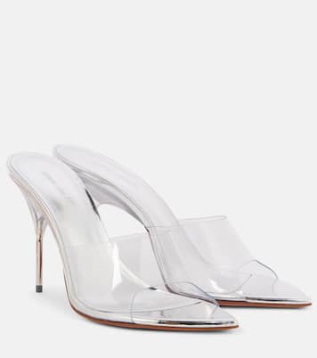 Mules Bianca Glass 95 in PVC | Amina Muaddi