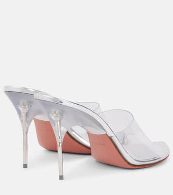 Mules Bianca Glass 95 in PVC | Amina Muaddi
