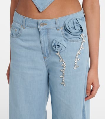 Wide-Leg Jeans mit Kristallen | Area