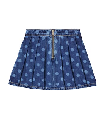 Polka-dot pleated denim skirt | Self-Portrait Kids