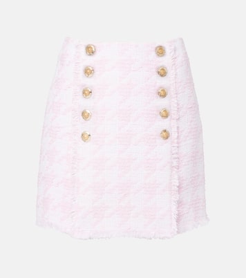 Minigonna in misto cotone pied-de-poule | Balmain