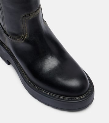 Logo leather knee-high boots | Miu Miu