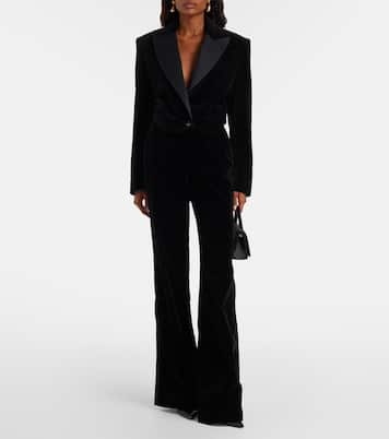 Cotton velvet wide-leg pants | Costarellos
