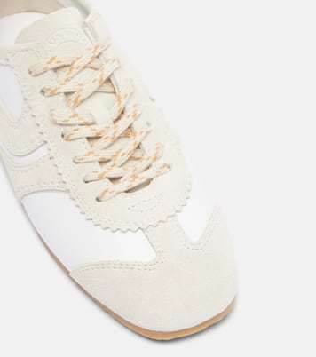 Suede-trimmed leather sneakers | Dries Van Noten