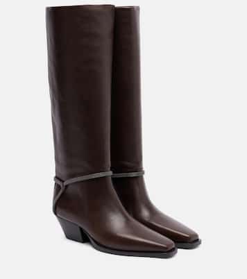 Monili leather knee-high boots | Brunello Cucinelli