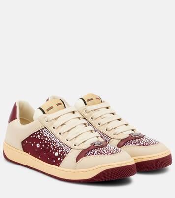 Screener embellished canvas and leather sneakers | Gucci