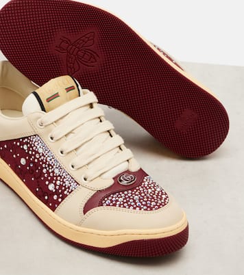 Screener embellished canvas and leather sneakers | Gucci