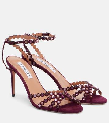 Sandalen Tequila 85 aus Leder mit Kristallen | Aquazzura