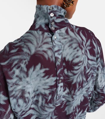 Printed sheer chiffon turtleneck top | Dries Van Noten