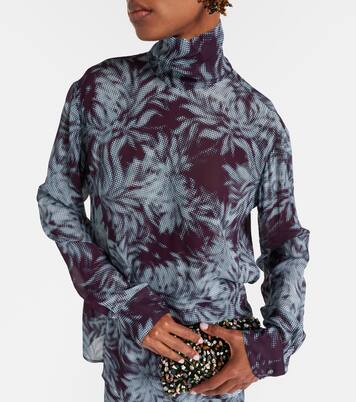 Printed sheer chiffon turtleneck top | Dries Van Noten