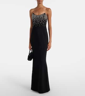 Vestido bustier de fiesta Lynette de crepé adornado | Rebecca Vallance